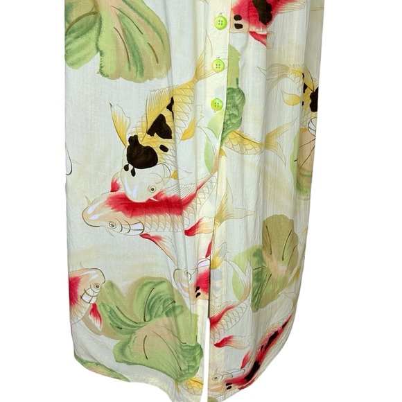 Vintage Jams World Maxi Koi Pond Fish Print Dress Hawaiian Womens Large W370-KOI - Picture 12 of 15